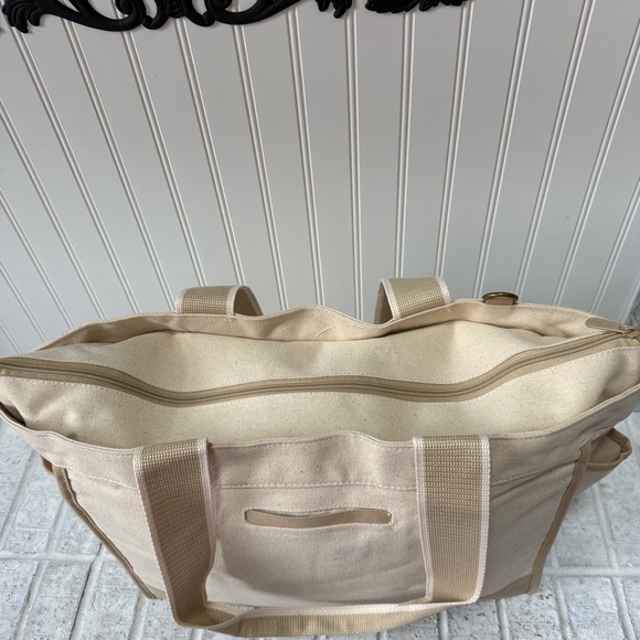 NWT Thirty-One Canvas Boat Tote-Warm Sand Colorblock - Picture 6 of 11